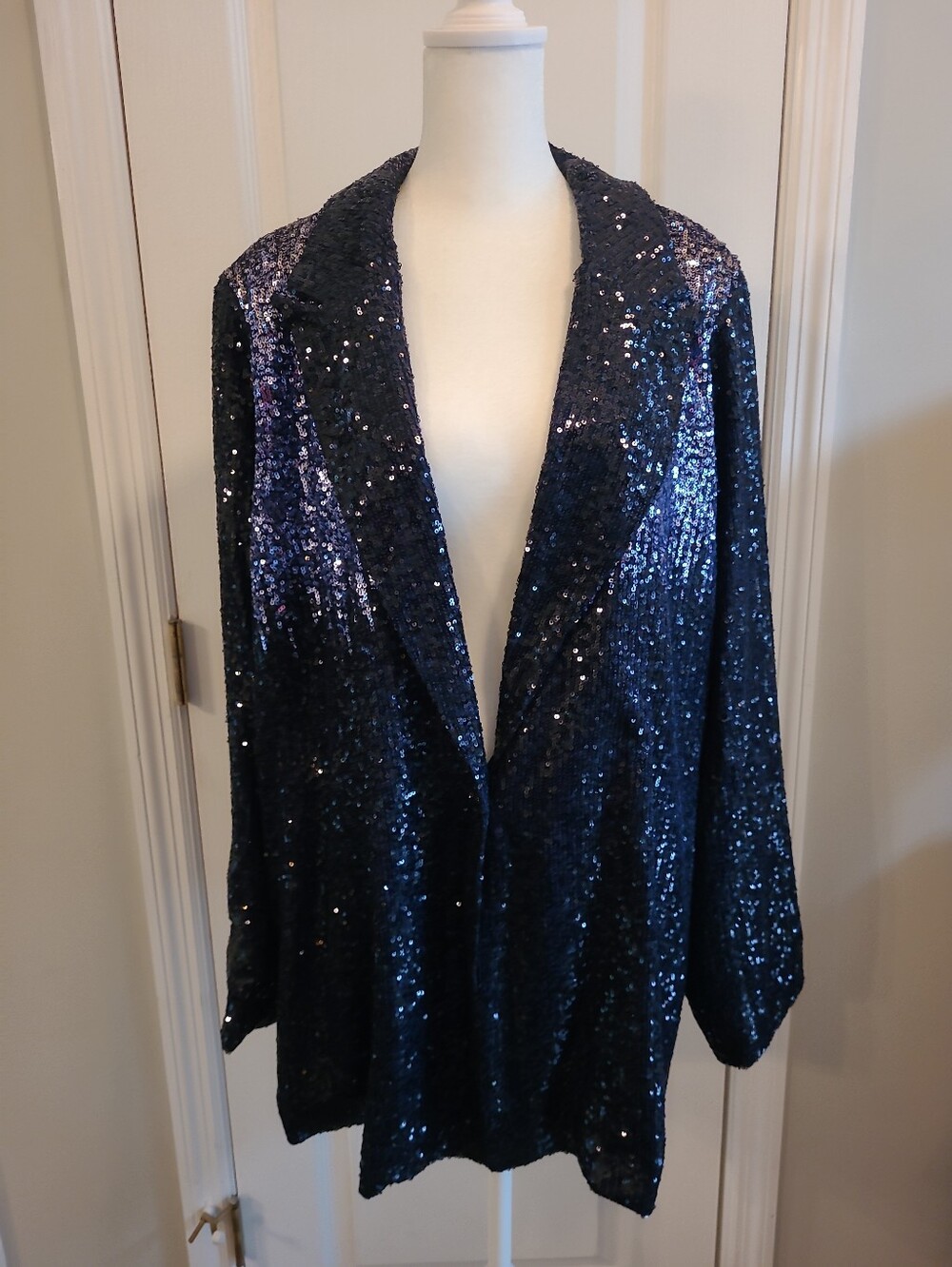 Dennis Basso Women's Navy Ombre Sequin Blazer Jacket, SZ 24W, NWOT